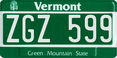 VT license plate ZGZ599