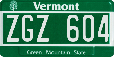 VT license plate ZGZ604