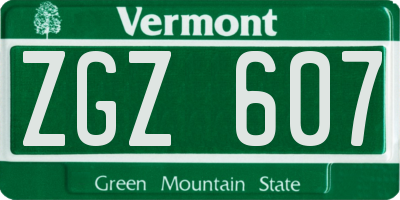 VT license plate ZGZ607