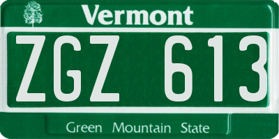 VT license plate ZGZ613