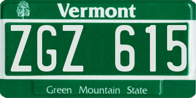 VT license plate ZGZ615