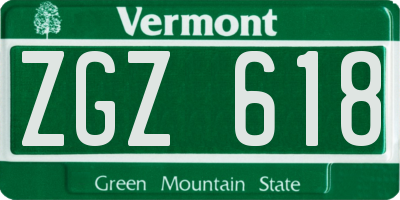 VT license plate ZGZ618