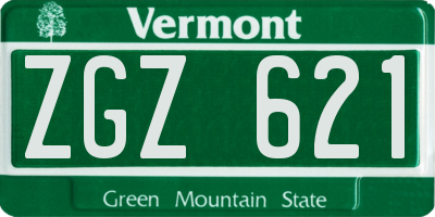 VT license plate ZGZ621