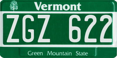 VT license plate ZGZ622