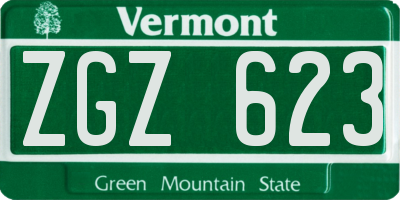 VT license plate ZGZ623