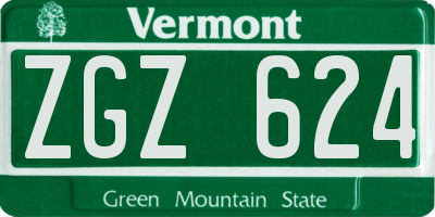VT license plate ZGZ624
