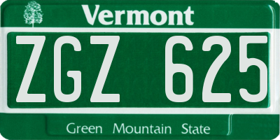 VT license plate ZGZ625