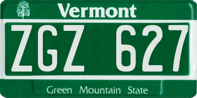 VT license plate ZGZ627