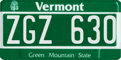VT license plate ZGZ630