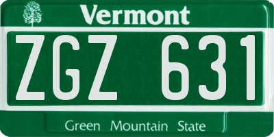 VT license plate ZGZ631