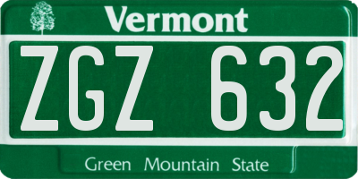 VT license plate ZGZ632