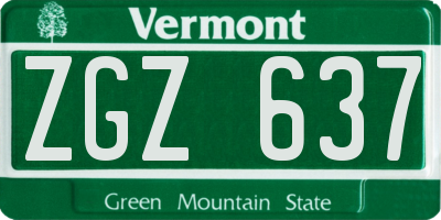 VT license plate ZGZ637