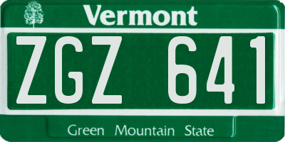 VT license plate ZGZ641