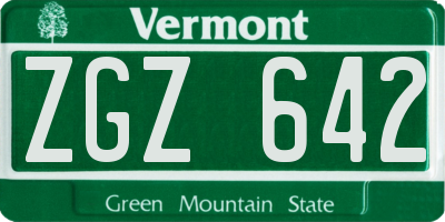 VT license plate ZGZ642