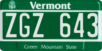 VT license plate ZGZ643