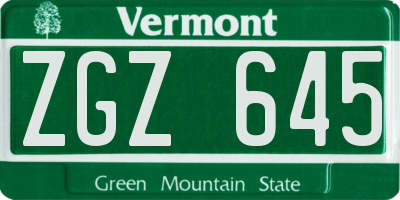 VT license plate ZGZ645