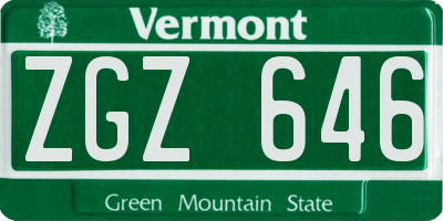 VT license plate ZGZ646