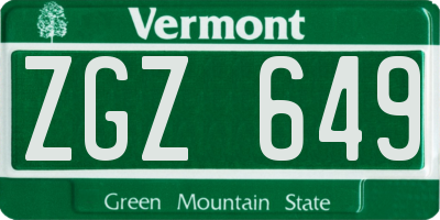 VT license plate ZGZ649