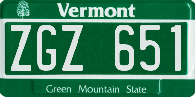 VT license plate ZGZ651