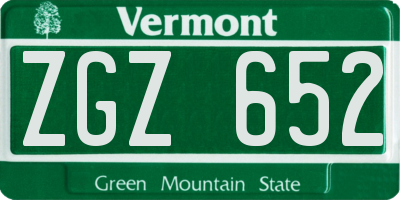 VT license plate ZGZ652