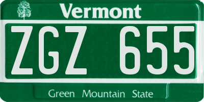 VT license plate ZGZ655