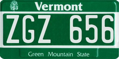 VT license plate ZGZ656