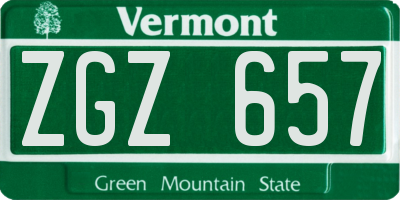 VT license plate ZGZ657