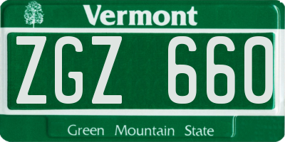 VT license plate ZGZ660