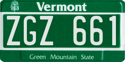 VT license plate ZGZ661