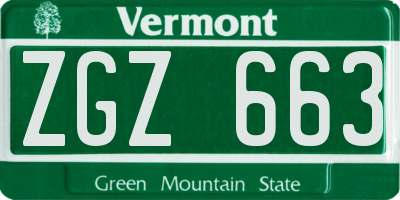 VT license plate ZGZ663