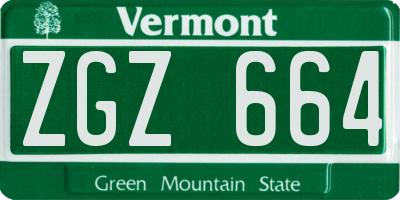 VT license plate ZGZ664