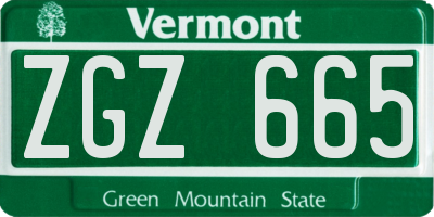 VT license plate ZGZ665