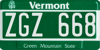 VT license plate ZGZ668