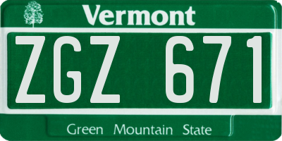 VT license plate ZGZ671