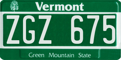 VT license plate ZGZ675