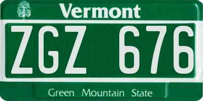 VT license plate ZGZ676