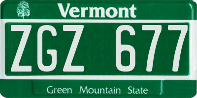 VT license plate ZGZ677