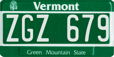 VT license plate ZGZ679