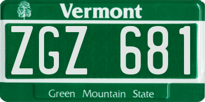 VT license plate ZGZ681