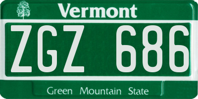 VT license plate ZGZ686