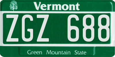 VT license plate ZGZ688