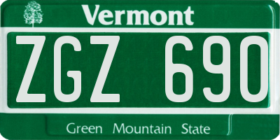 VT license plate ZGZ690