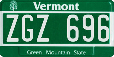 VT license plate ZGZ696