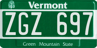 VT license plate ZGZ697