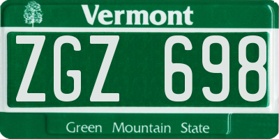 VT license plate ZGZ698