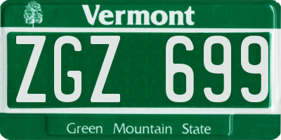VT license plate ZGZ699