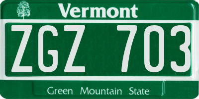 VT license plate ZGZ703