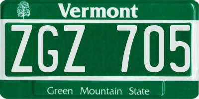 VT license plate ZGZ705