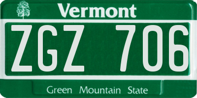 VT license plate ZGZ706