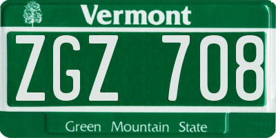 VT license plate ZGZ708
